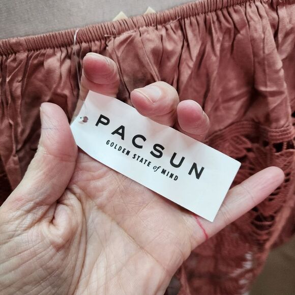 PACSUN L.A. Hearts Crochet Off Shoulder Crop Top Size Medium - Picture 7 of 14